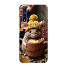 Печатный чехол «Зверята с кофе» для Huawei Nova 5T – Медведь с кофе