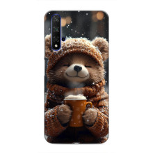Печатный чехол «Зверята с кофе» для Huawei Nova 5T – Мишка с кофе
