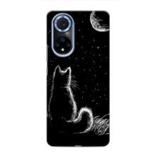 Чехол с принтом для Huawei Nova 9 SE (AlphaPrint) Модные коты (Котик и луна)