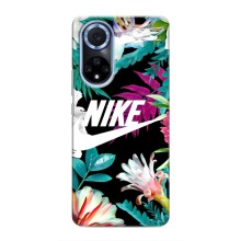 Силіконовый Чохол на Huawei Nova 9 SE з картинкою НАЙК (Квітковий Nike)