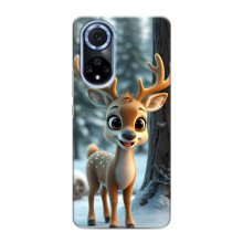 Яркий чехол для Huawei Nova 9 SE с Зимними Оленятами – Оленёнок в лесу