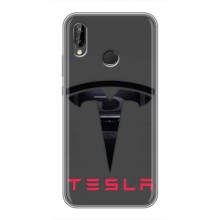 Силиконовый бампер с картинкой машины на Huawei P Smart 2019 (Logo TESLA)