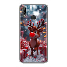 Яркий чехол для Huawei P Smart 2019 с Зимними Оленятами – Олень среди подарков