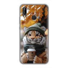 Печатный чехол «Зверята с кофе» для Huawei P Smart 2019 – Тигр с кофе