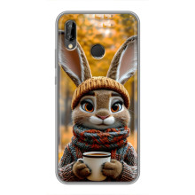 Печатный чехол «Зверята с кофе» для Huawei P Smart 2019 – Зайчик с кофе