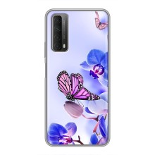 Чохли з квітами для Huawei P Smart 2021 (VPrint) (Метелик на квітах)