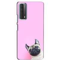 Бампер для Huawei P Smart 2021 с картинкой "Песики" (Собака на розовом)