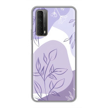 Силконовий чохол з принтом в квітах на Huawei P Smart 2021 – Фіолетовий дизайн