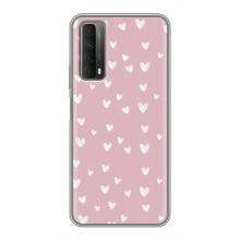 Чехол с розовым рисунком для Huawei P Smart 2021 – Сердечки на розовом