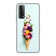 Чехлы с тематикой "ЦВЕТЫ" на Huawei P Smart 2021 (Цветок-мороженное)