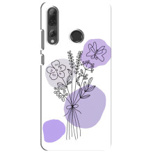 Силконовий чохол з принтом в квітах на Huawei P Smart Plus 2019 – Фіолетовий букет