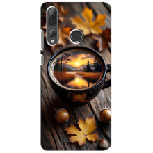 Чохол з унікальним дизайном 'Осінь з кавою' для Huawei P Smart Plus 2019 – Темна кава