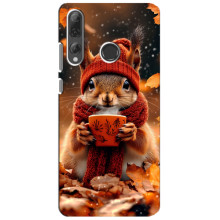 Печатный чехол «Зверята с кофе» для Huawei P Smart Plus 2019 – Белка с кофе