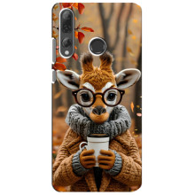 Печатный чехол «Зверята с кофе» для Huawei P Smart Plus 2019 – Жираф с кофе