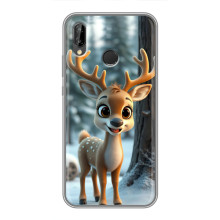 Яркий чехол для Huawei P Smart Plus , Nova 3i, INE-LX1 с Зимними Оленятами – Оленёнок в лесу