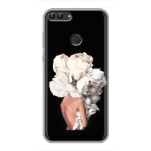 Чехлы (ART) Цветы на Huawei P Smart, Enjoy 7s, FIG-LA1 (VPrint) (Белые цветы)