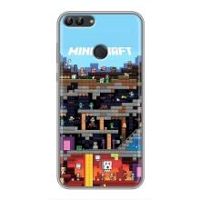 Чохол Майнкрафт на Huawei P Smart, Enjoy 7s, FIG-LA1 (AlphaPrint) Minecraft (фон Minecraft)