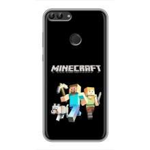 Чохол Майнкрафт на Huawei P Smart, Enjoy 7s, FIG-LA1 (AlphaPrint) Minecraft (герої Minecraft)