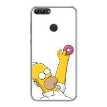 Чjхол з Сімпсонами для Huawei P Smart, Enjoy 7s, FIG-LA1 (VPrint) (Гомер з пончиком)