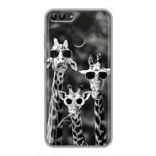 Силиконовый чехол с КАРТИНКАМИ лето для Huawei P Smart, Enjoy 7s, FIG-LA1 (AlphaPrint) – Жирафы в очках