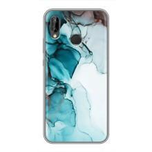 Чехол для Хуавей П20 Лайт - с принтом (Дизайнерские) (AlphaPrint) (Бирюзовый мрамор)