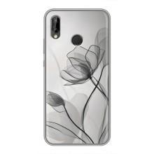 Чохол з квітковим принтом на Хуавей П20 Лайт – Чорні квіти