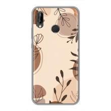 Чохол з квітковим принтом на Хуавей П20 Лайт – Коричневі квіти
