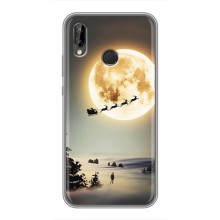 Новогодние, Праздничные Чехлы для Huawei P20 Lite, Ane-L02 - 2024 год (Санта на луне)