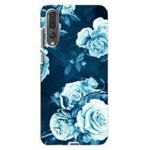Чехлы (ART) Цветы на Huawei P20 Pro, CLT-L04 (VPrint) (Голубые Бутоны)