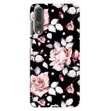 Чехлы с Цветами для Huawei P20 Pro, CLT-L04 (VPrint) (Цветочки на черном)