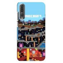 Чехол Майнкрафт на Huawei P20 Pro, CLT-L04 (AlphaPrint) Minecraft (фон Minecraft)