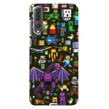 Чехол Майнкрафт на Huawei P20 Pro, CLT-L04 (AlphaPrint) Minecraft (Коллаж Майнкрафт)