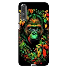 Чехол с Обезьянами Huawei P20 Pro, CLT-L04 - (AlphaPrint) (Обезьяна в тропиках)