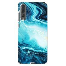 Мраморный чехол на Huawei P20 Pro, CLT-L04 (VPrint) (Голубой мрамор)