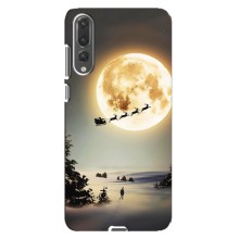 Новогодние, Праздничные Чехлы для Huawei P20 Pro, CLT-L04 - 2024 год (Санта на луне)