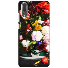 Брендновые Чехлы для Huawei P20, EML-L09 - (PREMIUMPrint) (Nike цветы)