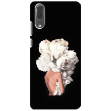 Чехлы (ART) Цветы на Huawei P20, EML-L09 (VPrint) (Белые цветы)