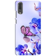 Чехлы с Цветами для Huawei P20, EML-L09 (VPrint) (Бабочка на цветочке)