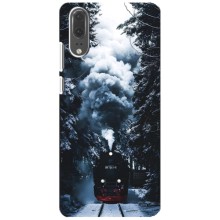 Новогодние, Праздничные Чехлы для Huawei P20, EML-L09 - 2024 год (Зимний поезд)