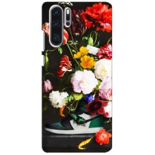 Брендновые Чехлы для Huawei P30 Pro - (PREMIUMPrint) (Nike цветы)