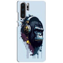 Чохол з Мавпами Huawei P30 Pro - (AlphaPrint) – Горила в навушниках