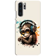 Чохол з Мавпами Huawei P30 Pro - (AlphaPrint) – Макака в навушниках