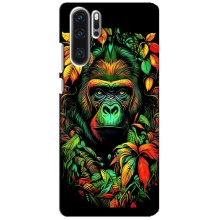 Чохол з Мавпами Huawei P30 Pro - (AlphaPrint) – Мавпа в квітах