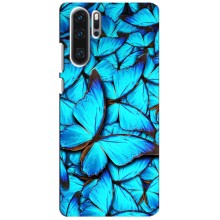 Чохол з принтом для Huawei P30 Pro - (Прикольні) (AlphaPrint) (Сині метелики)