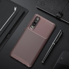 Чохол Kaisy для Huawei P30 з текстурою карбону – Коричневий