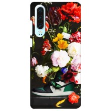 Брендновые Чехлы для Huawei P30 - (PREMIUMPrint) (Nike цветы)