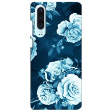 Чехлы (ART) Цветы на Huawei P30 (VPrint) (Голубые Бутоны)