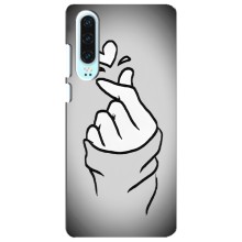 Чехол с принтом для Huawei P30 (AlphaPrint - Знак сердечка) – Значок Love