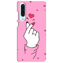 Чехол с принтом для Huawei P30 (AlphaPrint - Знак сердечка) – Знак Love