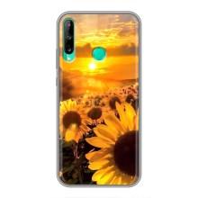 Чехол с Цветами для Huawei P40 Lite e (поле подсолнухов)